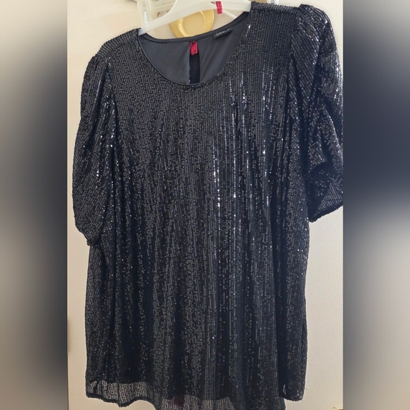 Torrid Curve Tops - Elegant Black Sequin Blouse